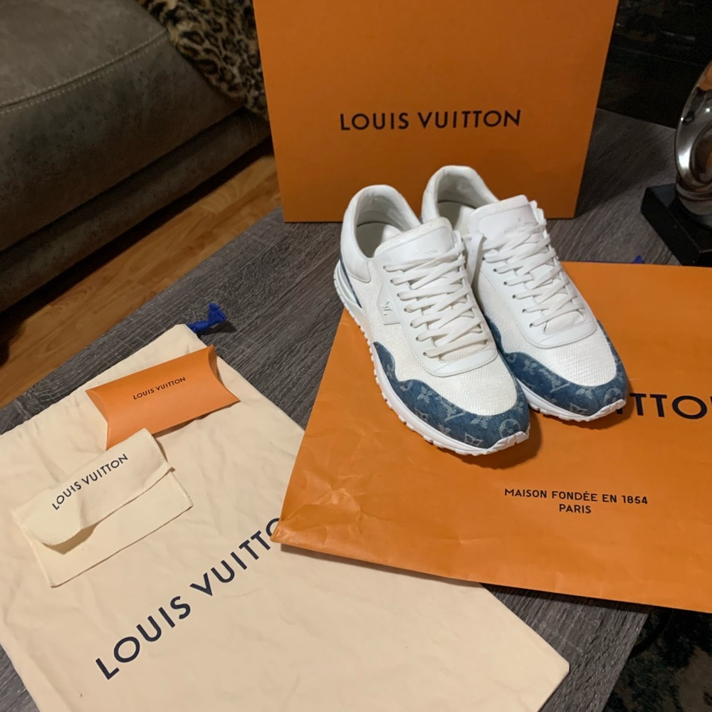 Authentic Louis Vuitton Run Away sneakers monogram denim leather size 11 - Picture 2 of 16